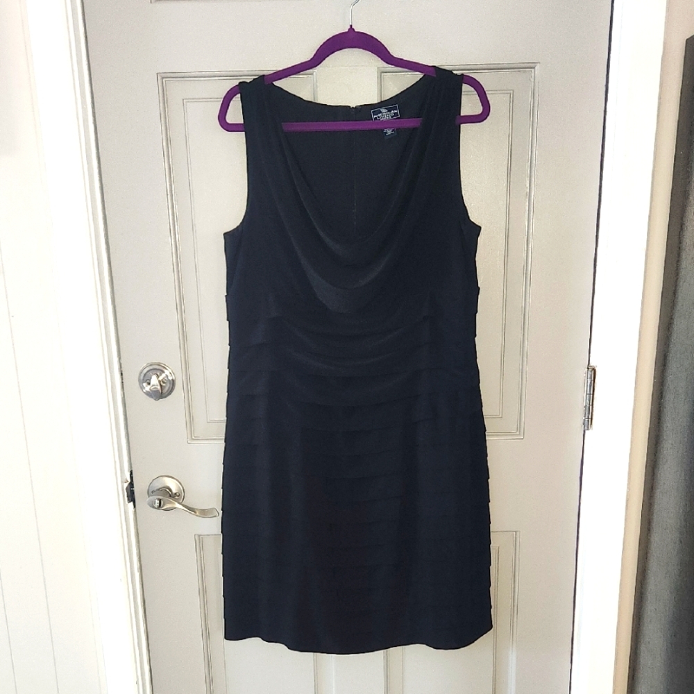 American Living Black Cowl Neck Tiered Sheath Dress Sz. 16 EUC